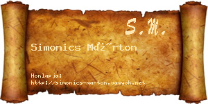 Simonics Márton névjegykártya